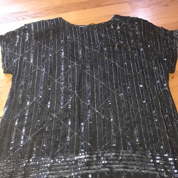 A.J. Bari Silk Embroidered Beaded Gown - Picture 5 of 7